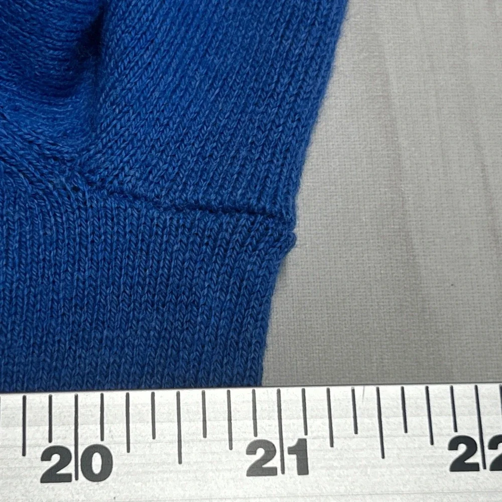 J.Crew V-Neck Sweater Mens Medium Blue Solid Cotton Cashmere Blend Pullover Knit
